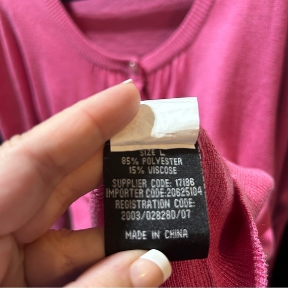 Y2k Hot Pink Barbie Vibes Cardigan Puff Sleeve Sweater size Large - Picture 3 of 6